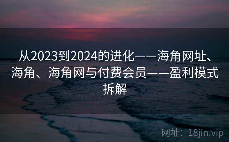 从2023到2024的进化——海角网址、海角、海角网与付费会员——盈利模式拆解