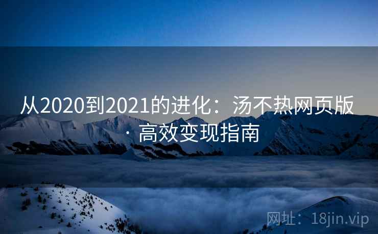 从2020到2021的进化：汤不热网页版 · 高效变现指南